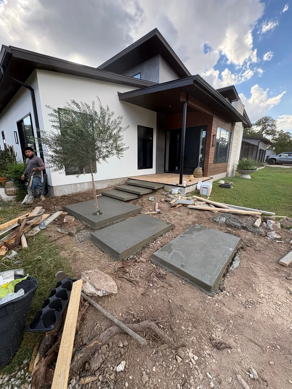 Floating concrete steps project in Bastrop, TX, additional angle