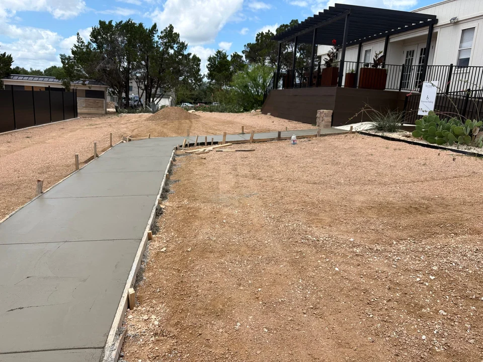 Completed concrete sidewalk installation