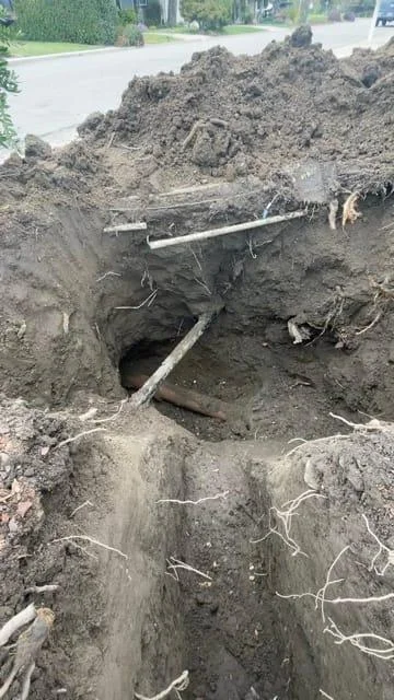 Sewer line excavation