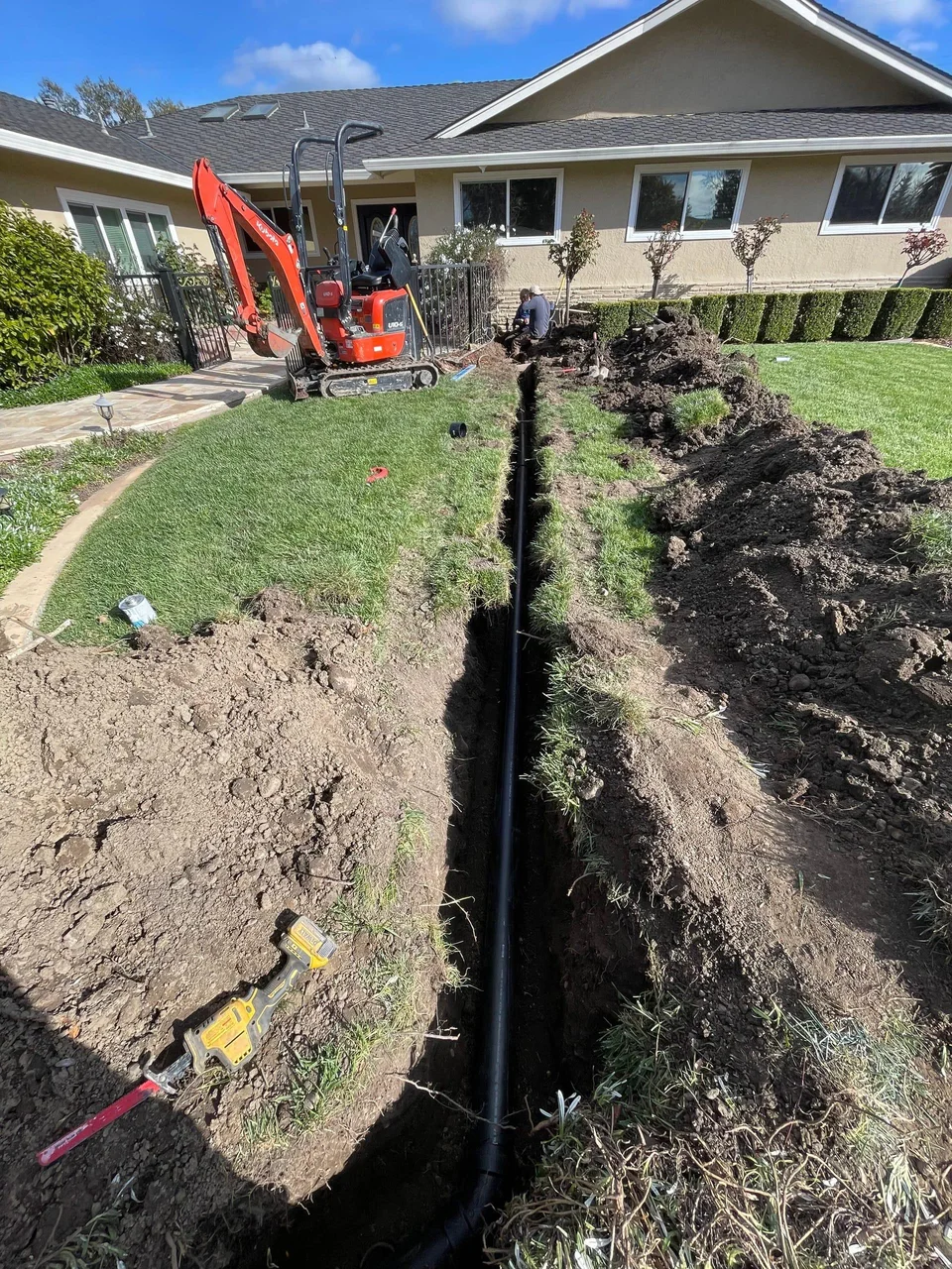 Completed sewer line repair