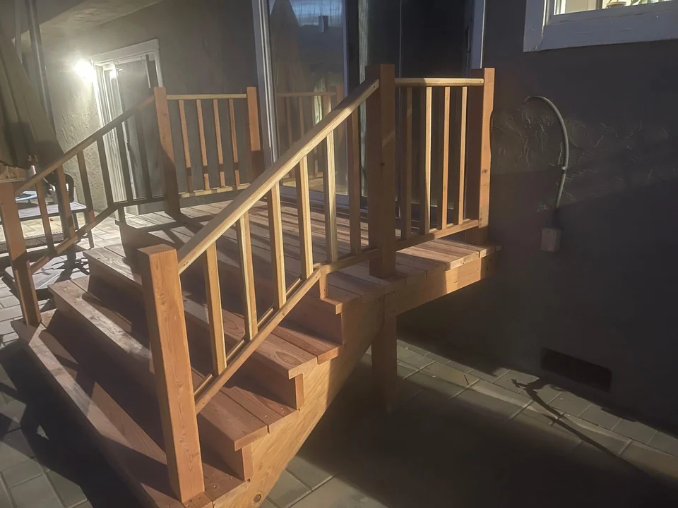 Completed redwood mini deck
